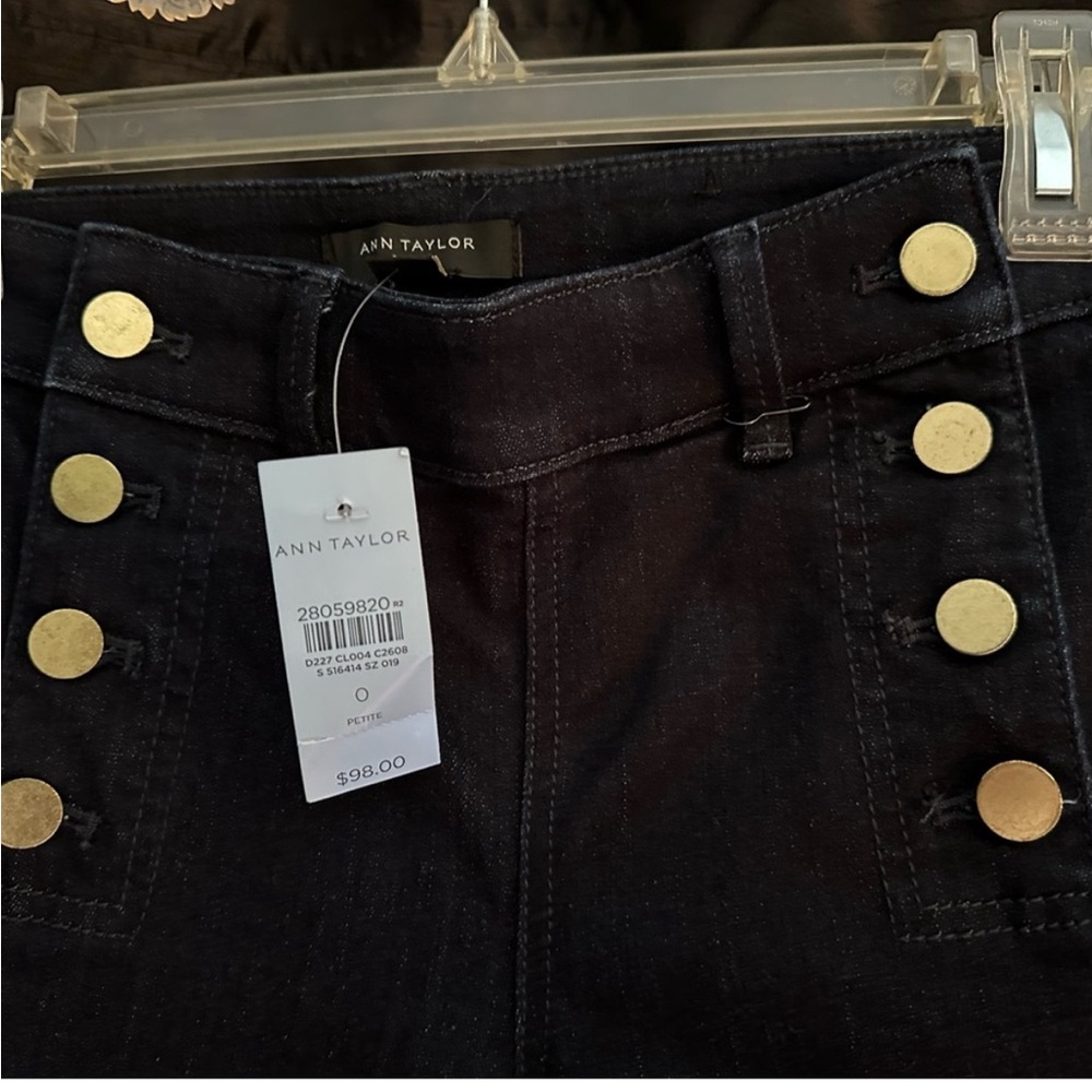 Ann Taylor Black Pants with Gold Buttons